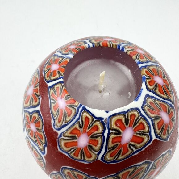 Vintage First Class Candles by Eaton Round Globe Candle "Stained Glass" Mosaic - Picture 6 of 10